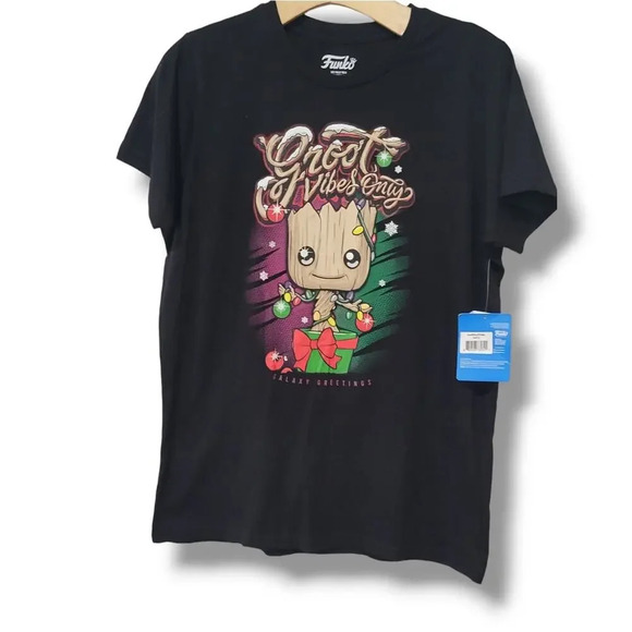 Funko! Children's Unisex black Guardians of The Galaxy Groot holiday t-shirt - Picture 1 of 9